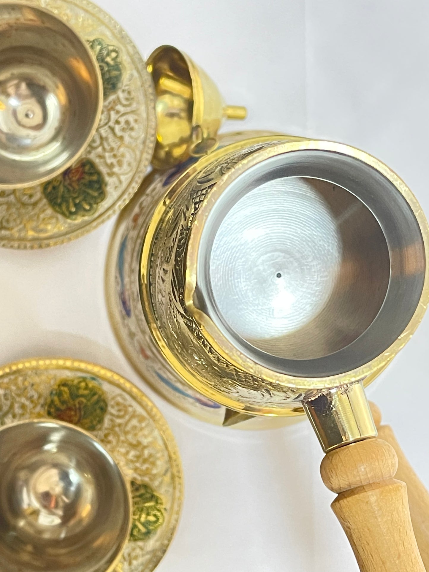  بابور (سبرتاية)مع غلاية قهوة نحاسيه وعدد ٢ فناجين حجم ٣٠٠ مل يدويه الصنع