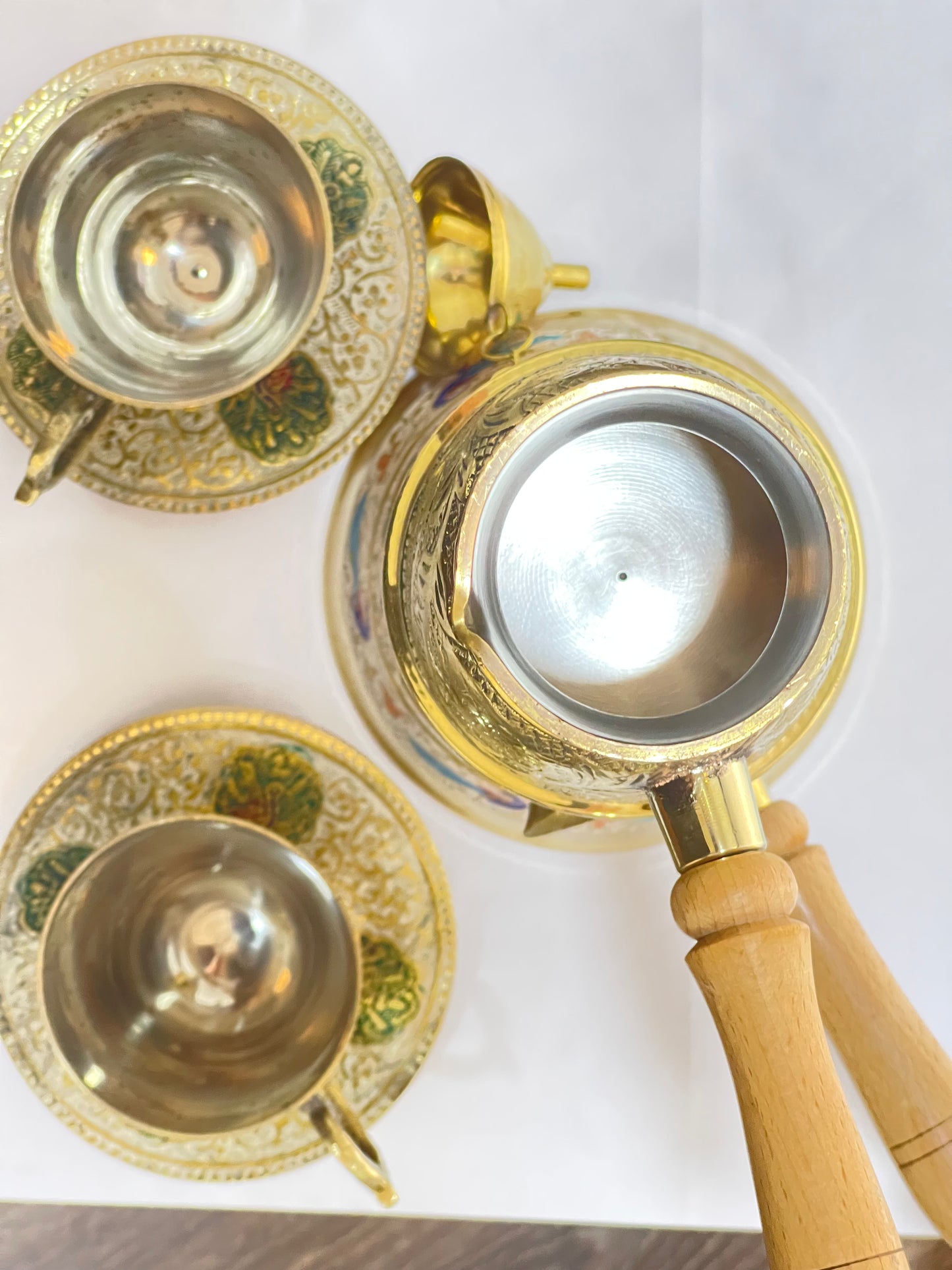  بابور (سبرتاية)مع غلاية قهوة نحاسيه وعدد ٢ فناجين حجم ٣٠٠ مل يدويه الصنع